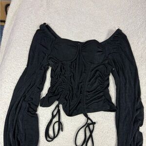 Elegant Black Ruched Women's Top